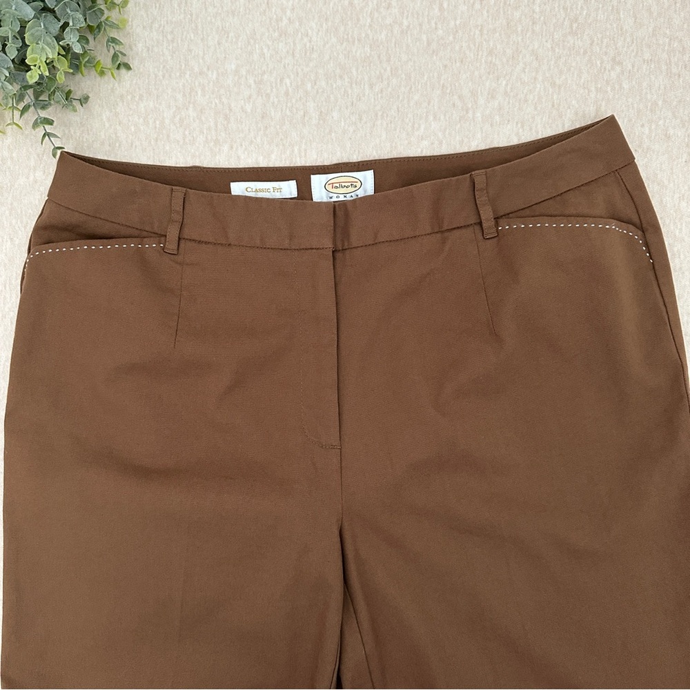 Talbots Women’s Casual High Rise Brown Cotton Ankle Pants Size 14W - Picture 5 of 11